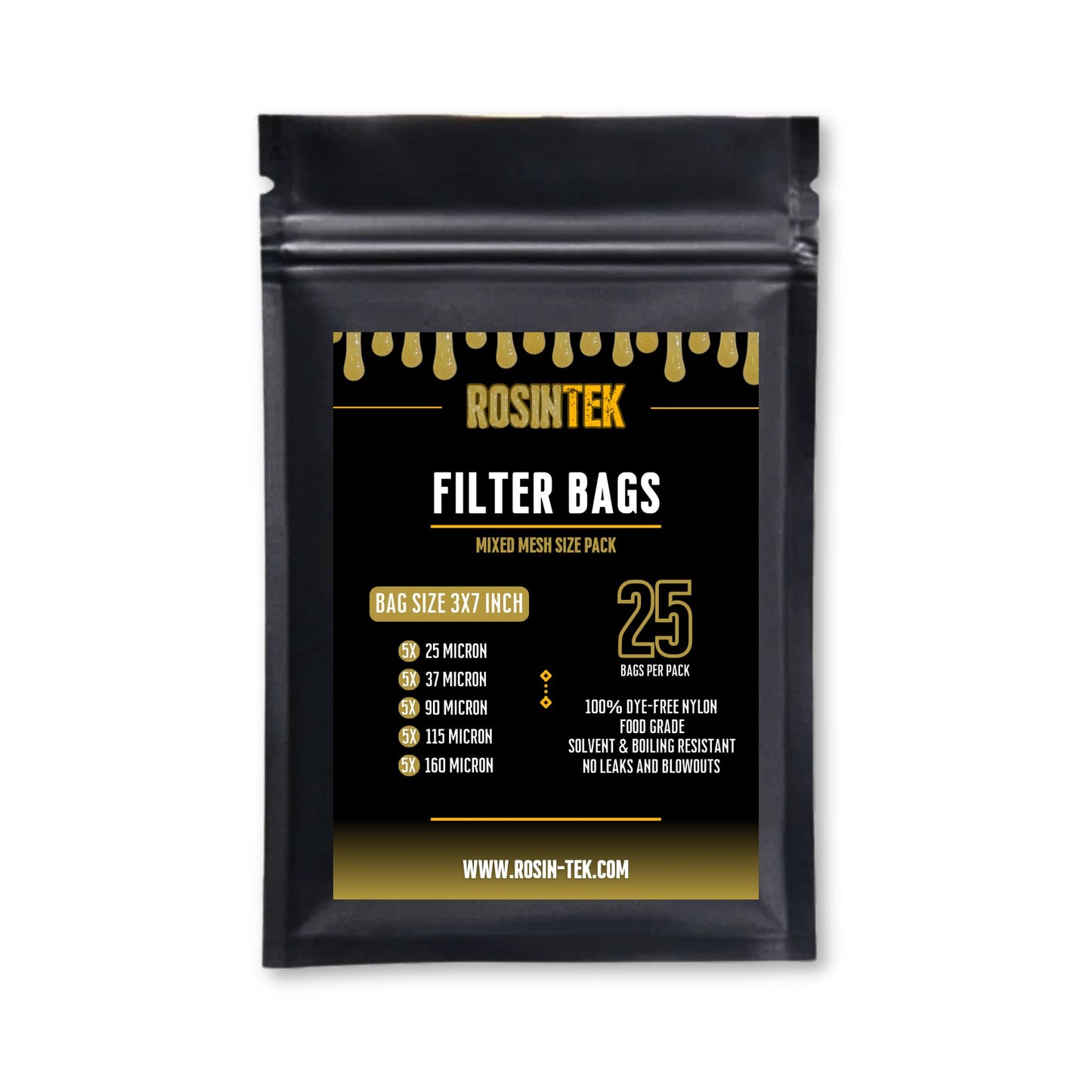 RosinTEK™ Premium Nylon Rosin Filter Bags 3" x 7", Multiple Micron Sizes Available
