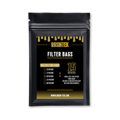 RosinTEK™ Premium Nylon Rosin Filter Bags – 2.5 x 6.5", Multiple Micron Sizes Available